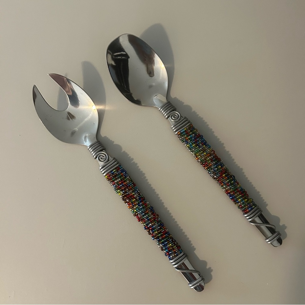 Zulu Beaded Salad serving set